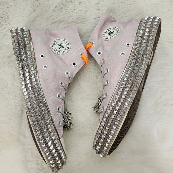NEW Nan-Ku Couture Free People Cruise Studded Mellow Maeve Pink High Top Sneaker - Picture 8 of 11